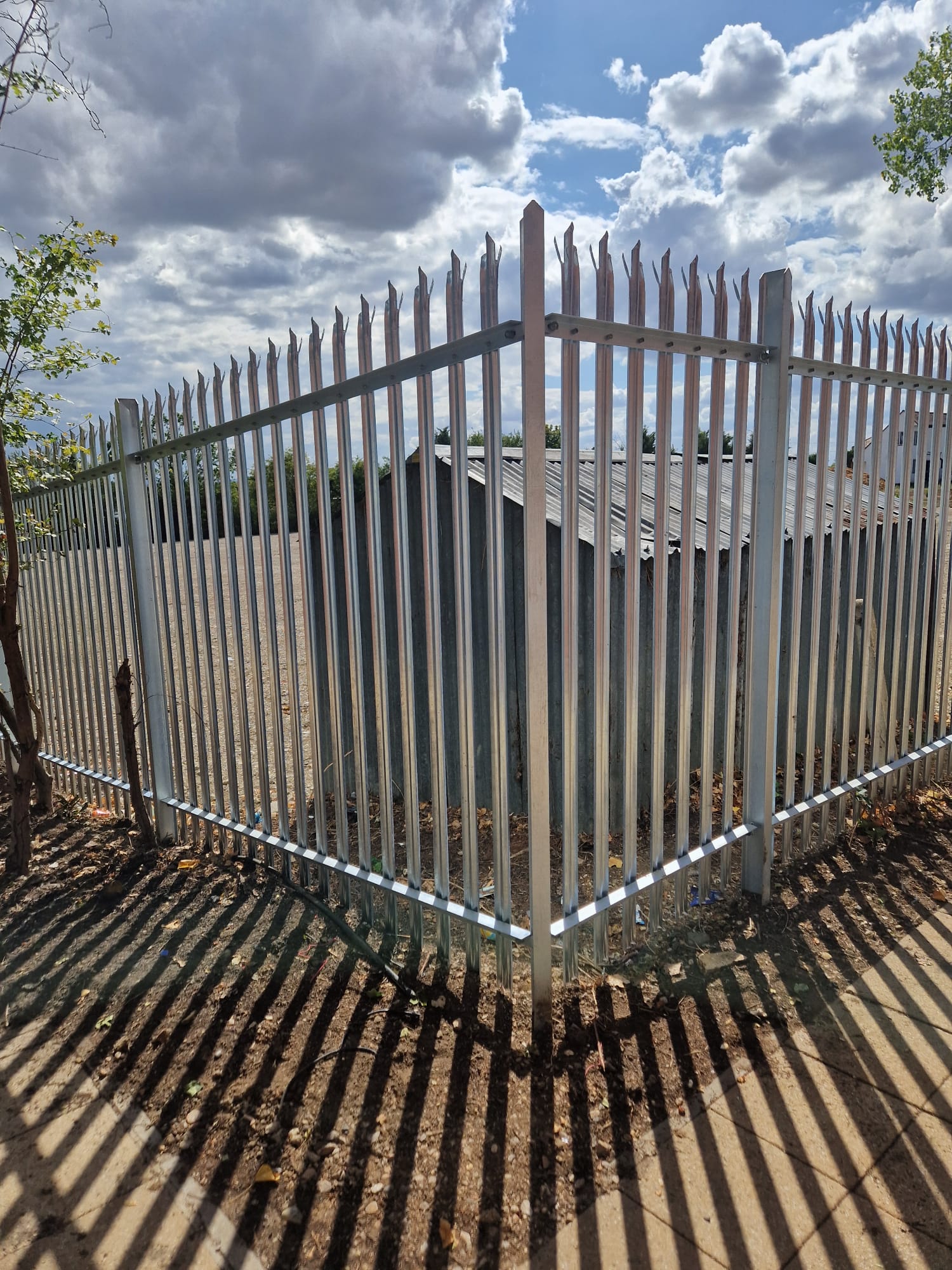 Completed galvanised palisade fencing at Virgin Active Clearview